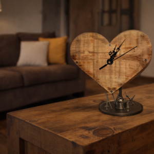 “Amor presente” – Reloj artesanal de madera reciclada