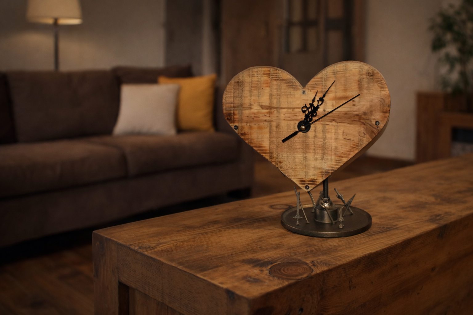 “Amor presente” – Reloj artesanal de madera reciclada