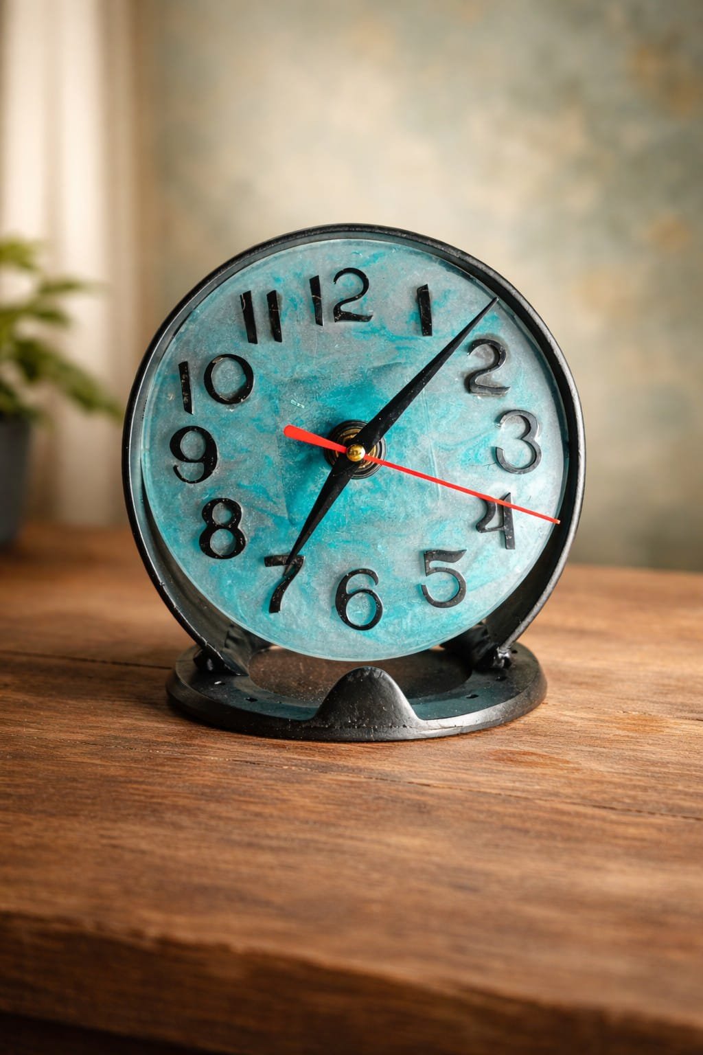 Reloj artesanal de resina y metal reciclado