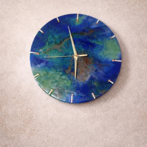 Reloj artístico de resina y cable reciclado – Pieza mural única