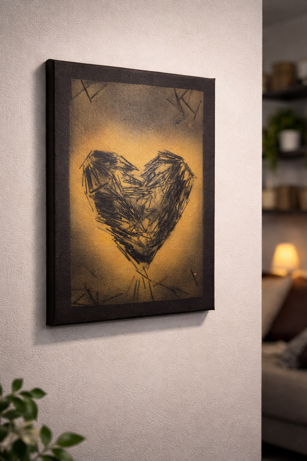 Cuadro con Técnica mixta sobre lienzo con clavos reciclados."Corazón con historia"